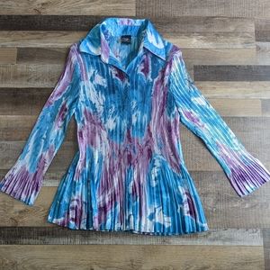 Vintage blue and purple button down shirt, one size fits all
